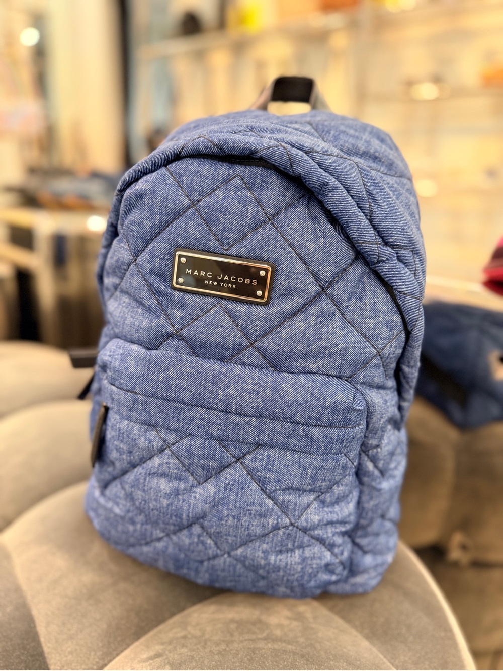 NWT! NEW! Marc Jacobs Quilted Denim Blue Backpack Women Authentic